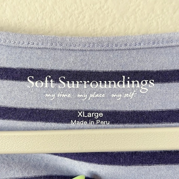 Soft Surroundings Sarina Striped Asymmetrical Midi Dress Periwinkle Pima Cotton - Picture 7 of 9